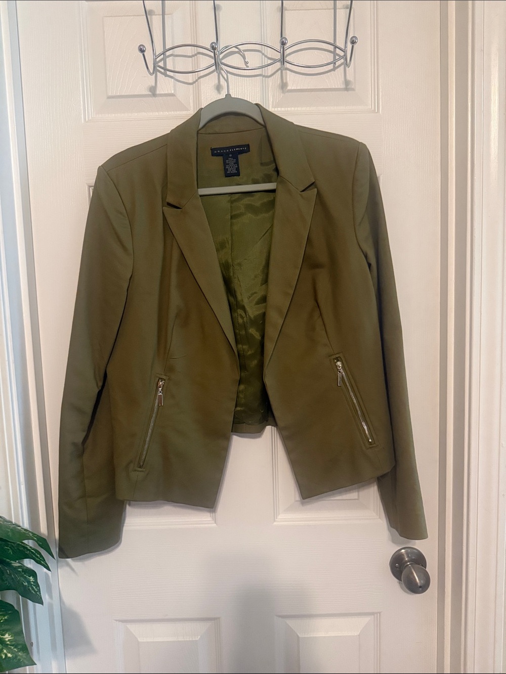 Worthington Olive Blazer Jacket with Zip Pockets